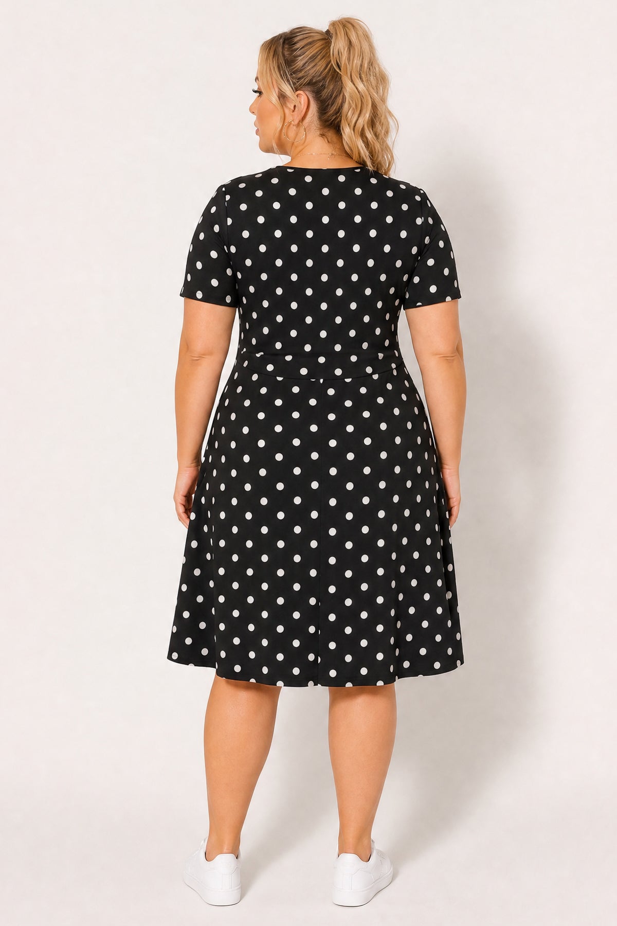 Plus Size Aveline Dotted Charm Dress - Black/Ivory