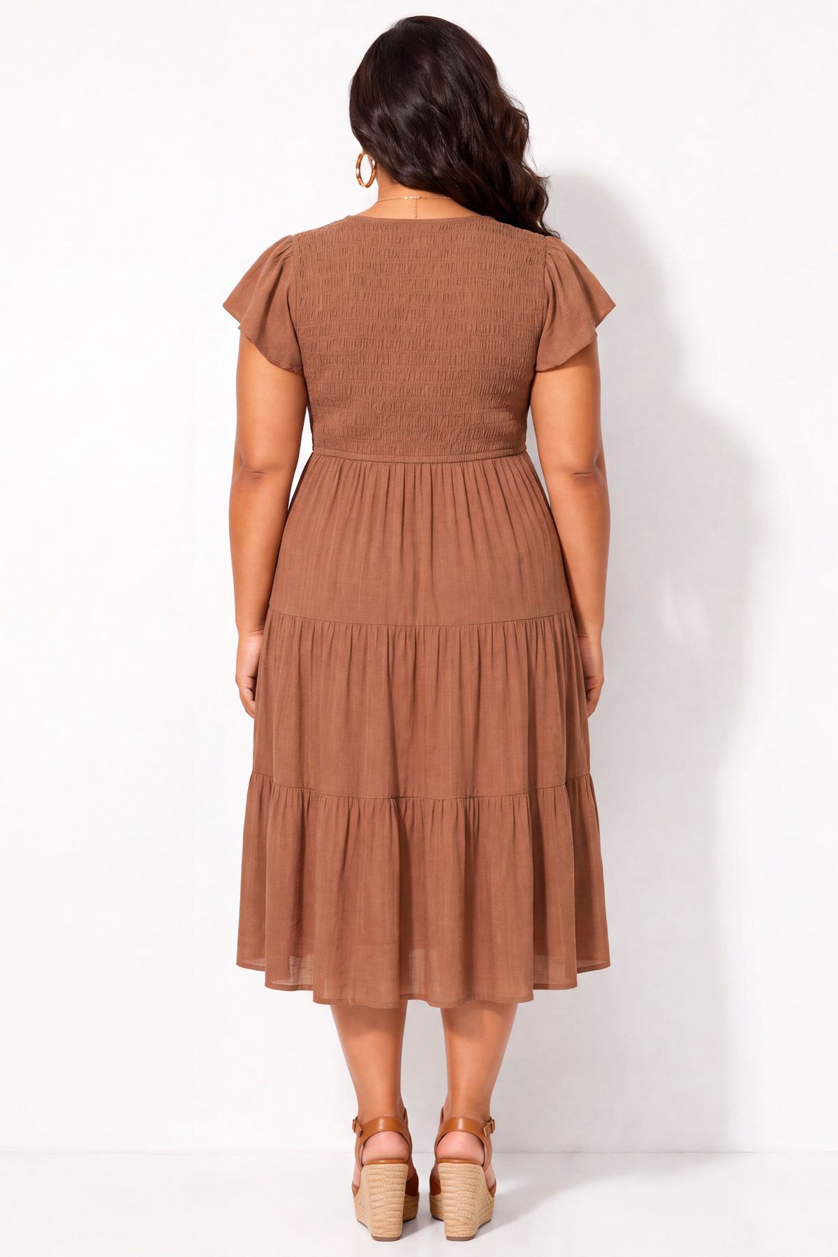 Plus Size Willow Breeze Midi Dress - Brown