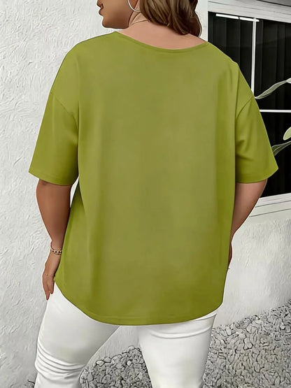 Women's V Neck Hollow Out Short Sleeve Top for Summer