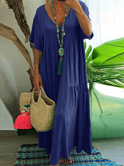 Plus Size Boho V-Neck Long Dress