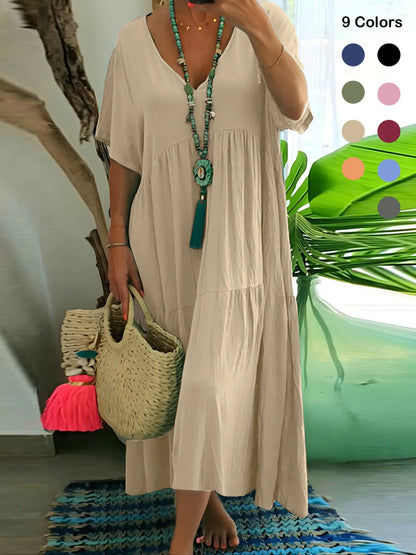 Plus Size Boho V-Neck Long Dress