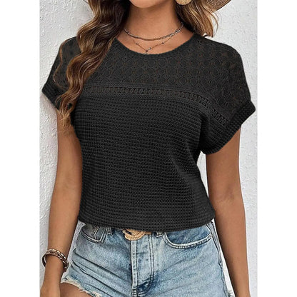 Women's Waffle Knit Hollow Out Top