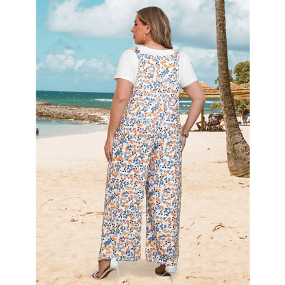Plus Size Sleeveless Wide Leg Jumpsuit with Pockets