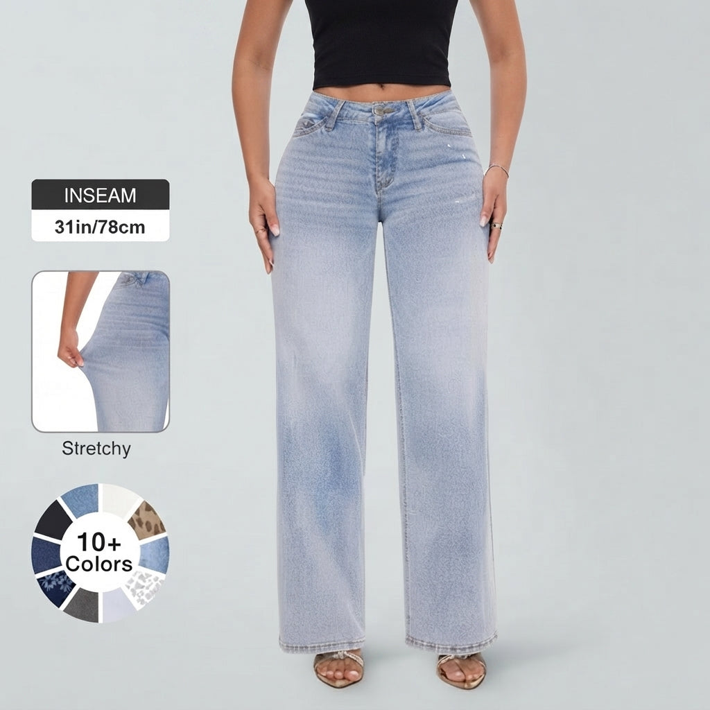 Stretchy Wide Leg Jeans for Women