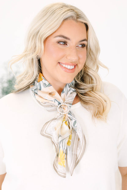 Ivory Glow Scarf Ring, White
