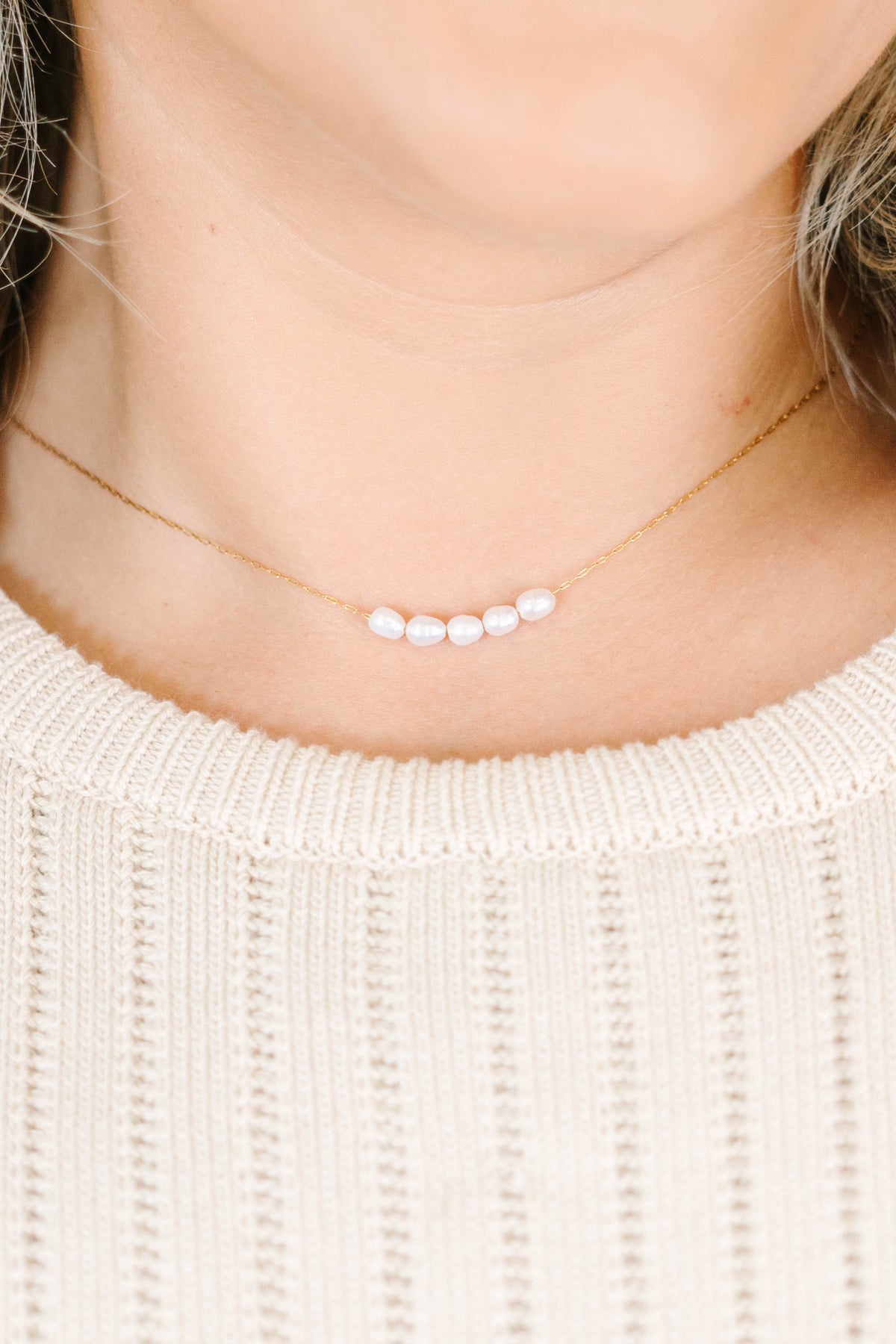 Pearl Promise Necklace, Gold