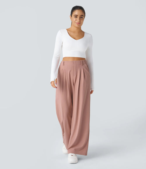 High Waisted Wide Leg Work Pants