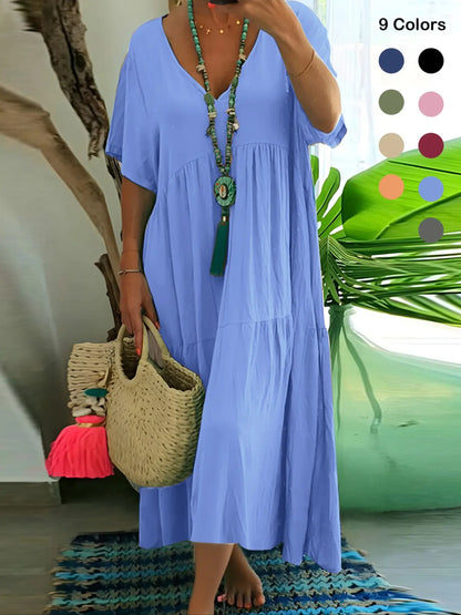 Plus Size Boho V-Neck Long Dress