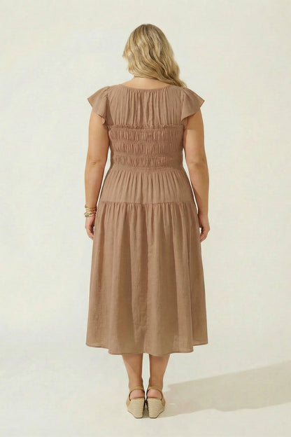 Plus Size Sunset Muse Midi Dress - Khaki