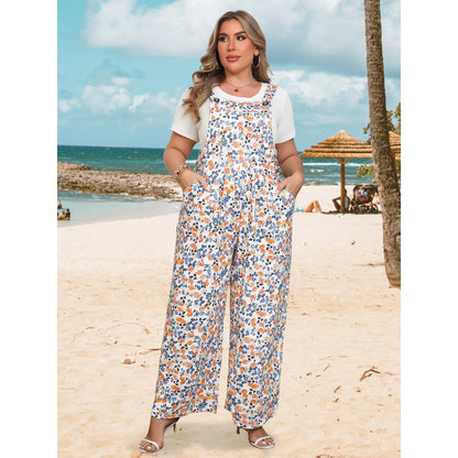 Plus Size Sleeveless Wide Leg Jumpsuit with Pockets