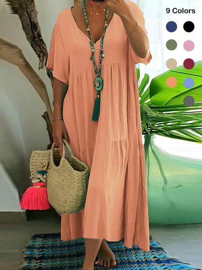 Plus Size Boho V-Neck Long Dress