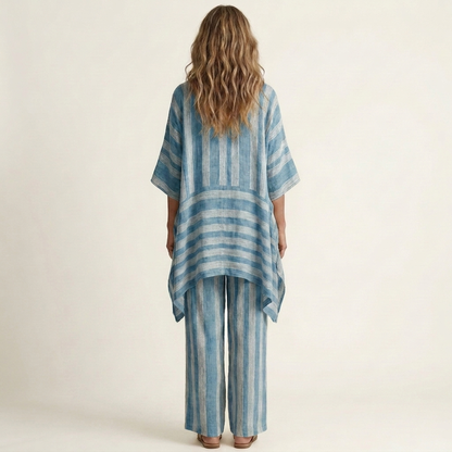 Two-Piece Striped Cotton-Linen Set