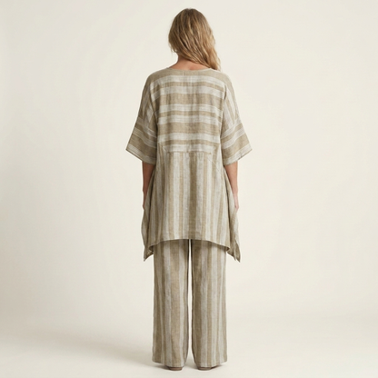 Two-Piece Striped Cotton-Linen Set