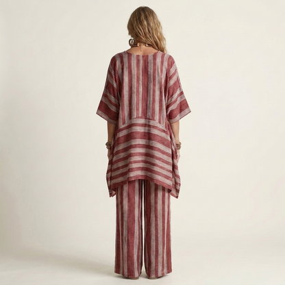 Two-Piece Striped Cotton-Linen Set