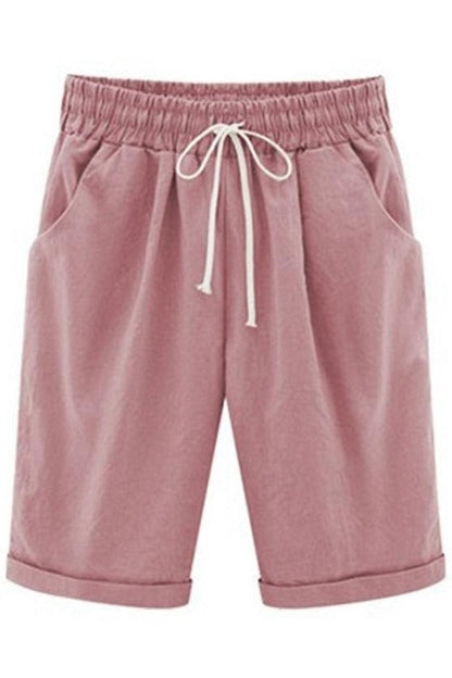 Plain with Pockets Sashes Holiday Loose Shorts (9 Colors)